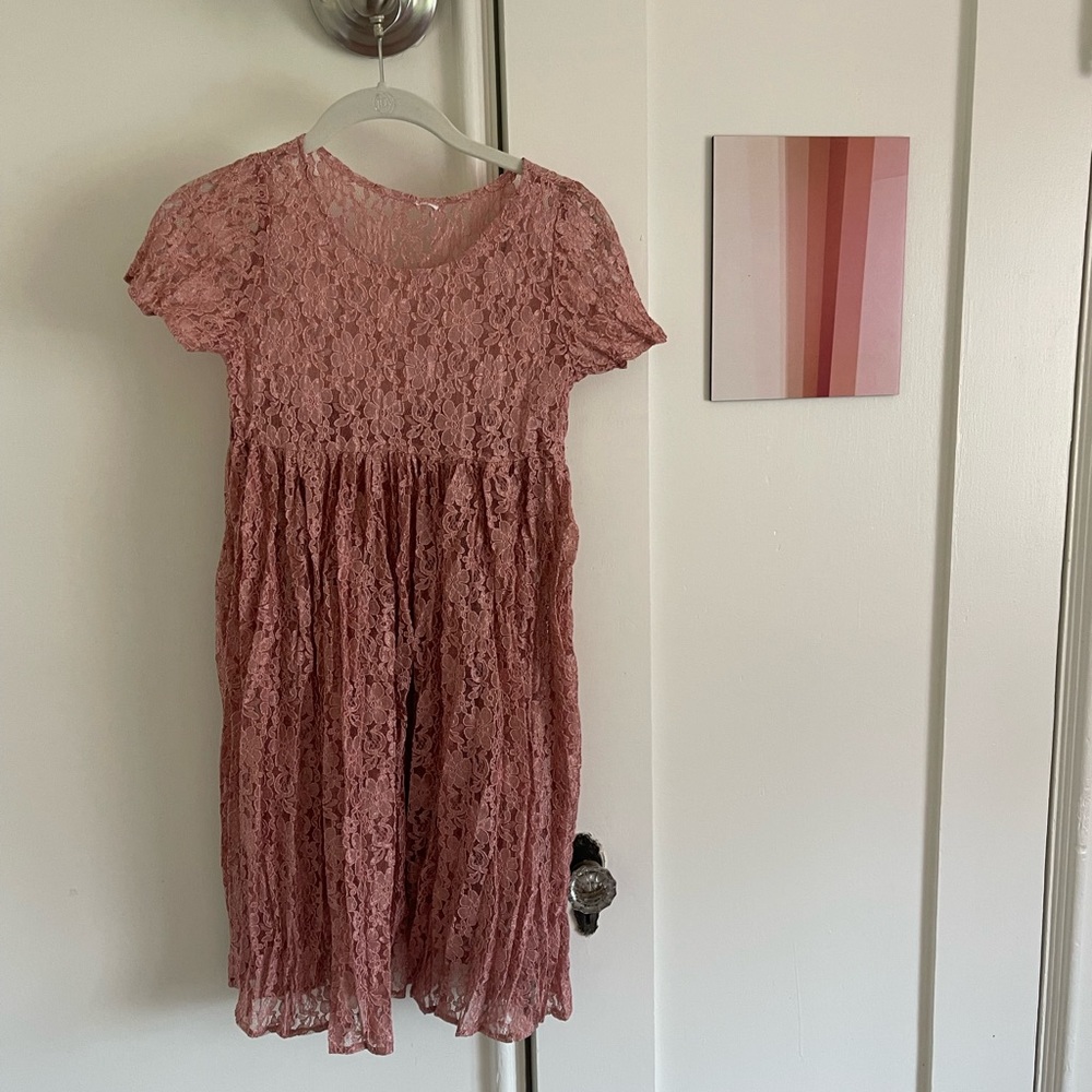 Gorgeous pink lace vintage babydoll dress